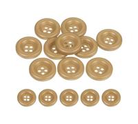 QUARKZMAN 10 Pcs Boutons Ronds en Résine, 15mm Diamètre x 3mm Épaisseur Boutons Mercerie à 4 Trous pour Remplacement Vêtements DIY Artisanat Décoration Loisirs Créatifs, Brun Clair