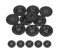 QUARKZMAN 10 Pcs Boutons Ronds en Résine, 28mm Diamètre x 5mm Épaisseur Boutons Mercerie à 4 Trous pour Remplacement Vêtements DIY Artisanat Décoration Loisirs Créatifs, Noir