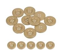 QUARKZMAN 10 Pcs Boutons Ronds en Résine, 30mm Diamètre x 5mm Épaisseur Boutons Mercerie à 4 Trous pour Remplacement Vêtements DIY Artisanat Décoration Loisirs Créatifs, Brun Clair