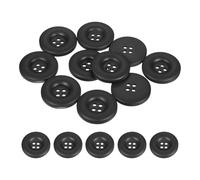 QUARKZMAN 10 Pcs Boutons Ronds en Résine, 30mm Diamètre x 5mm Épaisseur Boutons Mercerie à 4 Trous pour Remplacement Vêtements DIY Artisanat Décoration Loisirs Créatifs, Noir