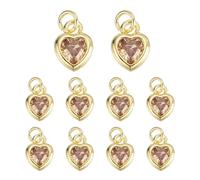 QUARKZMAN 10 Pcs Charmes Coeur MarronMini Pendentifs Coeur Zirconium Cubique Vrac Valentine Cuivre Amour Charm Anneau Saut DIY Fabrication Bijoux Collier Bracelet Petits AccessoiresSuspendus