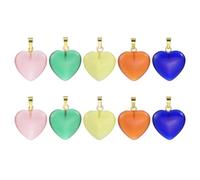 QUARKZMAN 10 Pcs Charmes En Pierre En Forme De Coeur, Pendentifs En Cristal Gemme Pour DIY Fabrication De gemmes Collier Bracelet, Bleu/Jaune/Orange/Rose/Vert
