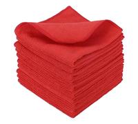 QUARKZMAN 10 Pcs Chiffon De Nettoyage en Microfibre Rouge (Carré)