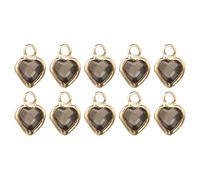 QUARKZMAN 10 Pcs Coeur Cristal Doré, Pendentif Charme En Métal Pour Création De Bijoux DIY Bracelet Collier Boucle D'oreille Accessoires De Téléphone Porte-clés Artisanat, Gris, 9x7mm