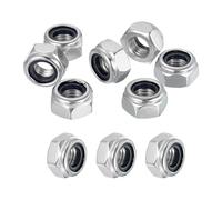QUARKZMAN 10 Pcs Écrous Autobloquants Nylon M10x1.5mm, 316 Acier Inoxydable Filetage Gros Pas Écrous Hexagonaux Fixations Pour Meubles, Électronique, Machines, DIY
