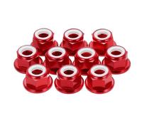 QUARKZMAN 10 Pcs M8 Pas 1.25mm Ecrous Autobloquants En Alliage D'Aluminium À Collerette Hexagonaux Avec Insert Nylon Crantés Pour RC Drone Quadcopter Motor Prop Adapter FPV Parts Fixations, Rouge