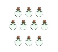 QUARKZMAN 10 Pcs Mini Bocaux en Verre Pendentifs, 0.01oz/0.5ml Petits Bocaux en Verre en Forme de Cœur avec Bouchons en Liège Flacons à Vœux pour DIY Artisanat Fête Mariage Cadeaux, Vert