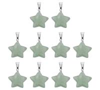 QUARKZMAN 10 Pcs Pendentifs Étoile En Pierre, 20mm Charme Étoile En Cristal Naturel Vert Clair Pentagramme Pierres Anti-Stress Pour Méditation Énergie DIY Bijoux Fabrication De Colliers