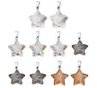 QUARKZMAN 10 Pcs Pendentifs Étoile Pierre, 20mm Cristal Naturel Charme Étoile Jaune Clair Pentagramme Pierres Anti-Stress Pour Méditation Énergie DIY Collier Fabrication Bijoux