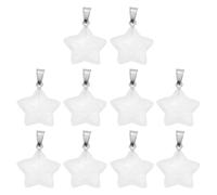 QUARKZMAN 10 Pcs Pendentifs Étoile Pierre, 20mm Cristal Naturel Charmes Étoile Transparents Pentagramme Pierres Anti-Stress Pour Méditation Énergie DIY Fabrication Bijoux Collier