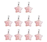 QUARKZMAN 10 Pcs Pendentives Étoile En Pierre, 20mm Cristal Naturel Charme Étoile Rouge Pâle Pentagramme Pierres De Relaxation Pour Méditation Énergie DIY Bijoux Fabrication De Collier