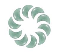 QUARKZMAN 10 Pcs Pierre De Lune Cristal, 0.5 Pouce Longueur Émeraude Naturelle Verte Pierre De Lune En Vrac, Pierres De Poche Sculptées Pour Méditation Équilibrage Pendentif Ornementation