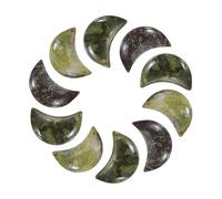 QUARKZMAN 10 Pcs Pierre De Lune Cristal, 0.5 Pouce Longueur Jaspe Pierre De Sang Naturelle Gemme De Lune En Gros, Pierres De Poche Sculptées Pour Méditation Équilibrage Pendentif.