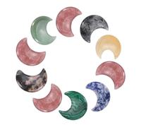 QUARKZMAN 10 Pcs Pierre De Lune Cristal, 1.2 Pouce Longueur Pierre Naturelle Couleur Mixte, Pierres De Poche Sculptées Pour Méditation Équilibre Pendentif Ornementation