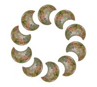 QUARKZMAN 10 Pcs Pierre De Lune Cristal, 1.2 Pouce Longueur Pierre Naturelle Unakite En Vrac, Pierres De Poche Sculptées Pour Méditation Équilibrage Pendaison Ornementation