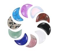 QUARKZMAN 10 Pcs Pierre De Lune Cristal De Méditation, 0.5 Inch Longueur Pierre Naturelle Mixte Couleur Gemme De Lune En Vrac, Pierres De Poche Sculptées Pour Équilibrage Pendentif.