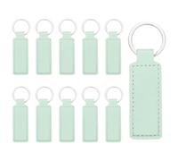 QUARKZMAN 10 Pcs Porte-Clés En Cuir Vierges En Gros Rectangle Gravure Laser Kit Porte-Clés En Cuir Avec Anneaux Pour Fournitures DIY Cadeaux (Vert Clair, 3.7"x1")