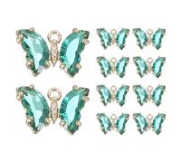 QUARKZMAN 10 Pcs Strass Papillon Charm Cristal Papillon Strass Pendants Plat Dos Fournitures Artisanat pour Fabrication Bijoux Bracelet Collier Boucle D'Oreille Pendant Accessoires DIY, Vert