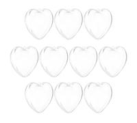 QUARKZMAN 10 Pièces Boules Transparentes en Plastique en Forme de Cœur, 8Cm, Décoration Sphère de Noël Transparente pour l'Artisanat DIY, Fête, Mariage