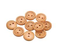 QUARKZMAN 10 Pièces Boutons de Couture en Bois, 13mm Diamètre x 3.5mm Épaisseur Boutons avec 2 Trous Ronds Bord en Pointillés pour Remplacement Vêtements DIY Artisanat Décoration, Beige