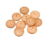 QUARKZMAN 10 Pièces Boutons de Couture en Bois, 25mm Diamètre x 4.5mm Épaisseur Boutons avec 2 Trous Ronds Bord en Pointillés pour Remplacement Vêtements DIY Artisanat Décoration, Beige