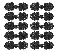 QUARKZMAN 10 Pièces Boutons Fermeture À Nœud Chinois Noir 0.98x2.36 Pouce | Boutons Fermeture a Nœud Chinois Pour Couture DIY Manteaux Manteau Pull Costume De Mariée Tenue