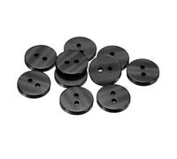 QUARKZMAN 10 Pièces Boutons Ronds en Résine, 15mm Diamètre Boutons Mercerie à 2 Trous pour Remplacement Vêtements DIY Artisanat Décoration Loisirs Créatifs Couture Manteau Pantalon, Noir