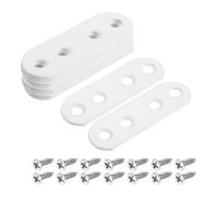 QUARKZMAN 10 Pièces de Supports Plats Droits, Plaque de Renfort en Fer de 55X5mm pour Réparation de Meubles en Bois, Couleur Blanche