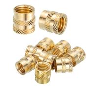 QUARKZMAN 10 Pièces D'inserts Filetés M10 x 12mm L x 12mm OD En Laiton naturel Écrous Métriques Femelles Crantés Pour Insertion Thermique Pour Composants D'impression 3D Et Matériaux