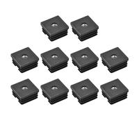 QUARKZMAN 10 Pièces D'Inserts pour Tubes Carrés avec Filetage M8, pour Tube Carré de 1,5" X1,5 Od, Bouchon en Plastique Noir, Insert de Roulette de Chaise, Embouts de Pied de Meuble