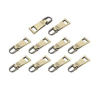 QUARKZMAN 10 pièces Tirettes de Fermeture Éclair, 1,5 Pouce Alliage de Zinc Tirettes de Remplacement Couture Fermetures Éclair Rubans pour Bagages Vêtements Vestes Sacs à Dos Bottes, Bronze
