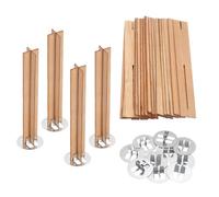 QUARKZMAN 10 Set Mèches de Bougie en Bois, 0.6 X 4 Pouces Mèches Naturelles en Bois avec Support en Forme de Croix Cores de Bougie Fournitures pour Bougies DIY avec Son Crépitant et Flamme