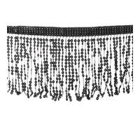 QUARKZMAN 10 Yards Sequin Frange Garniture 6.3 pouce Large Gland Franges Couture Garniture Ruban Polyester pour DIY Artisanat Couture Rideau Oreiller Robe Vêtements Embellissement, Noir