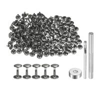 QUARKZMAN 100 Ensembles de Rivets en Cuir 10 x 10mm Rivets à double capuchon en métal, boutons-pression, attaches avec 3 outils de réglage, rivets pour artisanat du cuir, bricolage, bronze