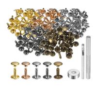 QUARKZMAN 100 Ensembles de Rivets en Cuir 9mm x 10mm en Métal avec Double Capuchon, Attaches Pression et Outils de Pose, Rivet à Frapper pour Réparation d'Artisanat Cuir, Couleurs Multiples