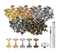 QUARKZMAN 100 Ensembles de Rivets en Cuir 9mm x 8mm Métal avec Double Capuchon, Attaches Pression et Outils de Pose Rivet à Frapper pour Réparation de L'Artisanat Du Cuir, Couleurs Multiples