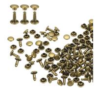 QUARKZMAN 100 Ensembles de Rivets en Cuir à Double Tête, 6X8mm Rivets Ronds Tubulaires Métal pour Fabrication de Cuir Ceinture en Tissu, Rivet à Frapper Réparation Décoration de Sacs, Bronze