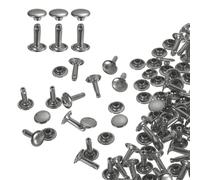 QUARKZMAN 100 Ensembles de Rivets en Cuir à Double Tête, 9X12mm Rivets Ronds Tubulaires Métal pour Fabrication de Cuir Ceinture en Tissu, Rivet à Frapper Réparation Décoration de Sacs, Gris