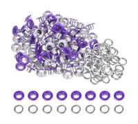 QUARKZMAN 100 Ensembles d'Œillets Métalliques Ronds de Couleur de 5 mm avec Rondelles pour Scrapbooking, Chaussures, Vêtements, Cuir, Toile, Violet