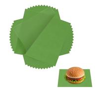 QUARKZMAN 100 Feuilles De Papier Ciré Pour Aliments, 18 x 18 cm Papier Paraffiné Résistant À La Graisse, Carré Doublures Pour Corbeille À Pain Sandwich Hamburger, Vert