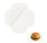 QUARKZMAN 100 Feuilles De Papier Ciré Pour Aliments, 22 x 22 cm Papier Résistant À La Graisse, Garnitures Carrées Pour Paniers À Sandwich Hamburger Pain, Blanc