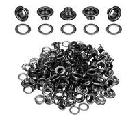 QUARKZMAN 100 œillets 5mm 1/5 pouce kit d'œillets en laiton avec rondelles pour tissu rideaux bâches cuir ceinture chaussures sac DIY, Noir
