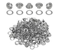 QUARKZMAN 100 œillets 5mm 1/5 pouce Kit œillets laiton avec rondelles pour tissu rideaux bâches cuir ceinture chaussures sac DIY, argenté