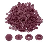 QUARKZMAN 100 Jeux De Boutons-Pression En Plastique Résine T5, Boutons-Pression Ronds Et Brillants Sans Couture Pour Couture De Tissu, Artisanat, Vêtements, Sacs (Rouge bordeaux）