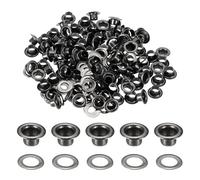 QUARKZMAN 100 Jeux De Grommets, 3.5mm Oeillets En Laiton Auto-Freinés Avec Rondelles Pour Ceintures, Chaussures, Vêtements, Noyaux De Perles, Projets DIY, Noir