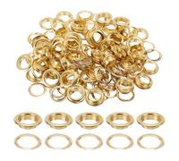 QUARKZMAN 100 Jeux De Oeillets, 10mm Oeillets En Laiton Auto-Adhésifs Avec Rondelles Pour Ceintures, Chaussures, Vêtements, Noyaux De Perles, Projet DIY, Ton Doré