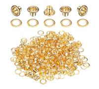 QUARKZMAN 100 Jeux De Oeillets 3mm 1/8 Pouce Kit Oeillets En Laiton Avec Rondelles Pour Tissu Rideau Bâche Ceinture En Cuir Chaussures Sac DIY, Or
