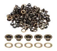 QUARKZMAN 100 Jeux De Passants Oeillets, 4mm Laiton Oeillets Auto-Freinés Avec Rondelles Pour Ceintures, Chaussures, Vêtements, Noyaux De Perles, Projet DIY, Bronze