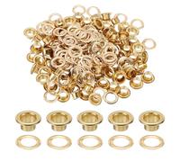 QUARKZMAN 100 Jeux d'Oeillets, Oeillets en Laiton Auto-Freinés de 4mm avec Rondelles pour Ceintures, Chaussures, Vêtements, Noyaux de Perles, Projets DIY, Ton Or