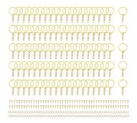 QUARKZMAN 100 Kits De Fabrication De Porte-Clés Doré Brillant, Anneaux De Porte-Clés De 30mm 1.2 Pouce Avec Anneaux Ouverts Tiges À Vis Création De Bijoux, Projets Artistiques Artisanaux DIY